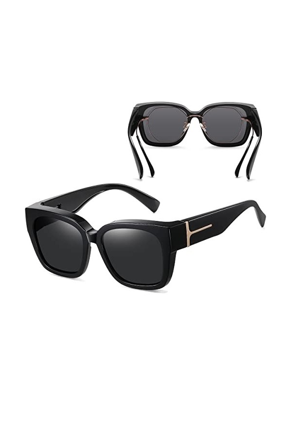 Musivon Lunettes de soleil polarisées pour homme et femme - au-dessus des lunettes normales pour porteurs de lunettes grand 