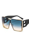 WQZYY&ASDCD des Lunettes De Soleil Femme Homme Mode Grand Cadre Lunettes De Soleil Femmes Luxe Rétro Carré Métal Lunettes De 