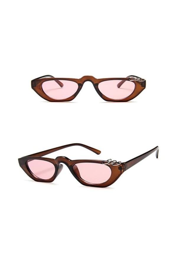 Lunettes de Soleil Punk Lunettes pour Femmes Lunettes de Soleil Hommes Bague en métal Nuances Dames UV400,café,Taille Unique