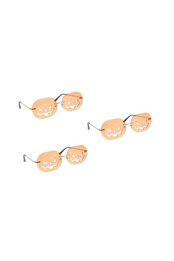 CALLARON 3 Paires De Lunettes Citrouille Halloween Goth Lunettes Lunettes De Soleil Creuses Drôles Lunettes Sans Cadre Lunett