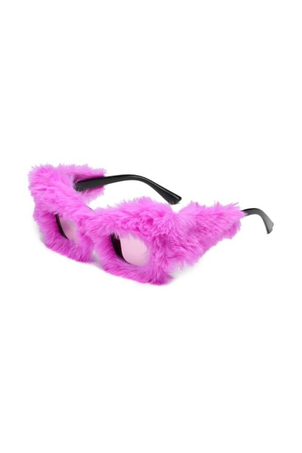 MUTYNE Lunettes de Soleil à Monture carrée en Peluche Moelleuse pour Femmes Style de nouveauté de fête Cadeaux de Noël à la M