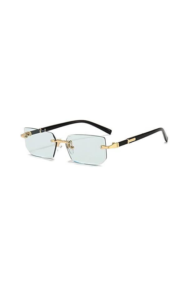 Lunettes de Soleil sans Monture Rectangle Mode Populaire Femmes Hommes Nuances Petites Lunettes de Soleil carrées pour Femme 