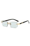 Lunettes de Soleil sans Monture Rectangle Mode Populaire Femmes Hommes Nuances Petites Lunettes de Soleil carrées pour Femme 