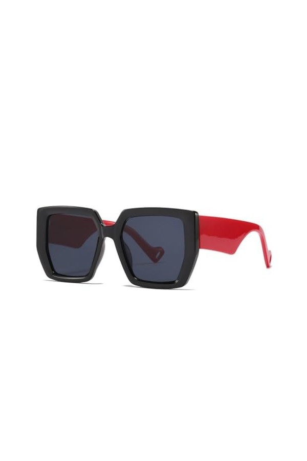 MUTYNE Lunettes de soleil carrées punk vintage pour femmes et hommes, monture en plastique polygone, tendance, nuances noires