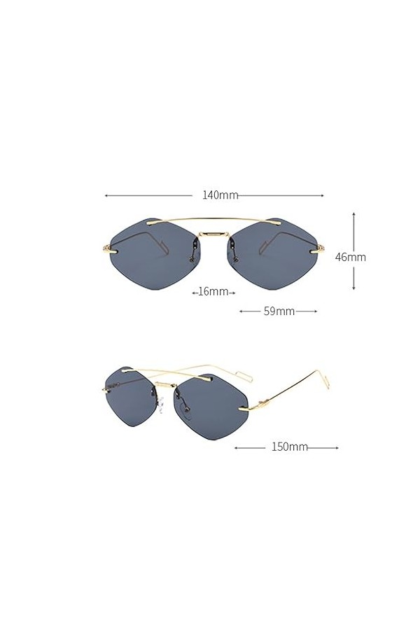 QQLADY Lunettes De Soleil Pour Femmes, Lunettes De Soleil Européennes Et Américaines, Lunettes De Soleil Polygonales Sans Mon