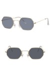 HCHES Lunettes de Soleil Carrées à Petite Monture Femme Lunettes de Soleil Miroir en Métal Femme Lentille Océan, 2, Taille Un
