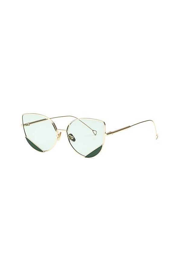 YUANCHENG Lunettes de soleil Femmes Personnalité Oeil de chat Teinté Écran Plat Lentille En Métal Nez Pad Rétro Lunettes de S