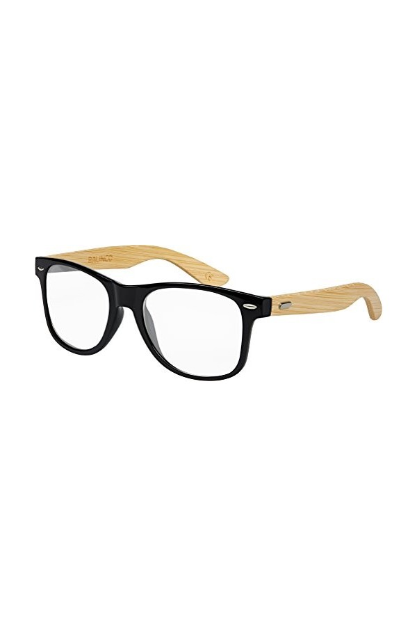 Bamboo Bois Nerd Lunettes de soleil rétro Vintage Unisexe avec charnière à ressort pour hommes & femmes Bamboo - Transparent