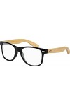 Bamboo Bois Nerd Lunettes de soleil rétro Vintage Unisexe avec charnière à ressort pour hommes & femmes Bamboo - Transparent