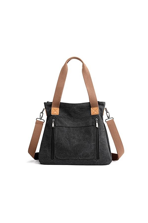 FANDARE Toile Sacoche Femme Sac a Main Sacs Cabas Bandoulieres Portés Epaule Sac Dépaule pour 12.9 Pouces Ordinateur Portabl