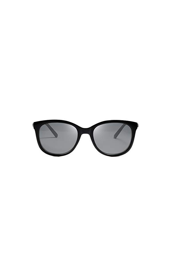 kimorn Lunettes De Soleil Polarisé Pour Femmes Grande Œil De Chat Temple En Métal Classique K0654 Noir 