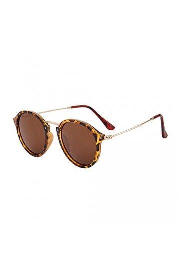 HUSHH Lunettes de Soleil Femmes/Menvintage Verres de Soleil Rounds de Haute qualité-05-Leopard Tea