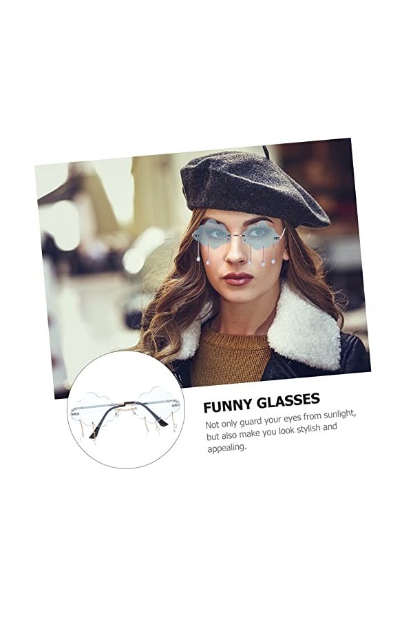 CALLARON 4 Pièces Lunettes De Soleil Nuage En Forme De Lunettes Goutte De Pluie Disco Verre Nuage Lunettes Nuage En Forme De 