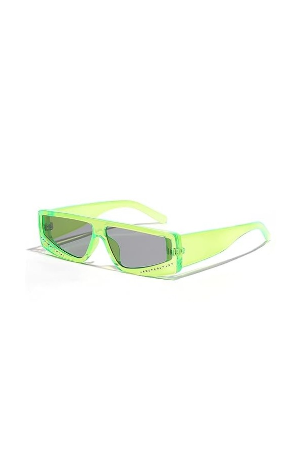 HCHES Lunettes de soleil femme lunettes étroites homme lunettes serties de diamants, vert, taille unique