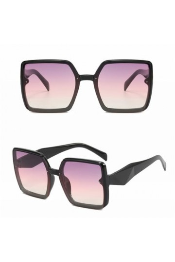 HCHES Lunettes de Soleil carrées surdimensionnées rétro Lunettes de Soleil pour Dames à Grande Monture Lunettes de Soleil pou