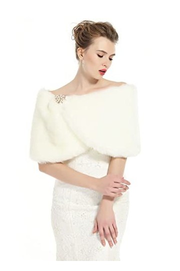 BEAUTELICATE Châle Étole en Fausse Fourrure Écharpe De Femme Mariage Hiver Autumn sur Robe de Soirée Mariée Cérémonie Fête De