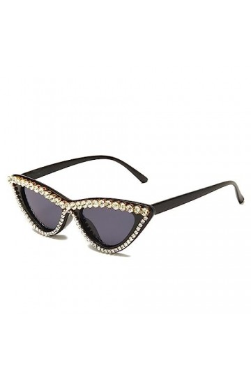 MUTYNE Mode luxe strass diamant lunettes de soleil femmes rétro noir rose cadre oeil de chat lunettes de soleil UV400, noir, 
