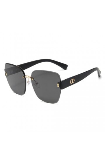 HCHES Lunettes de Soleil carrées pour Femmes Lunettes sans Monture polygonales Vintage Femme Lettre dégradé UV400 Lunettes de