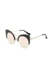 HCHES Cat Eye Lunettes de soleil grande taille Miroir ROSE Or Rose Lunettes de soleil Lunettes femme,2,Taille unique