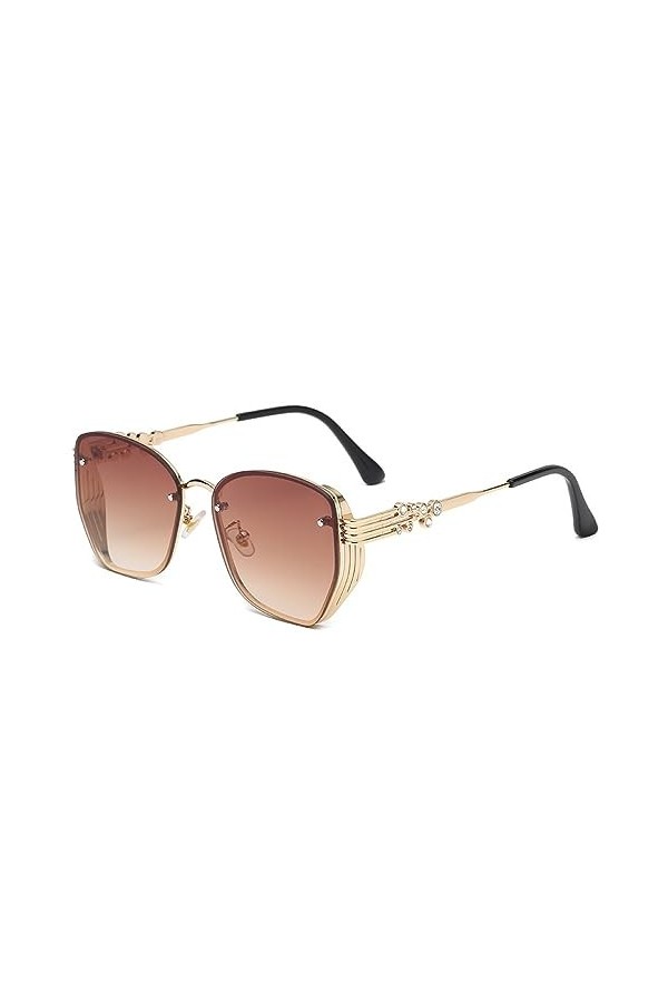 HPIRME Lunettes de soleil en cristal pour femmes Lunettes de soleil à monture épaisse en diamant polygonal Punk Femal Mirror 