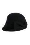 Siggi Femme Chapeau Melon Laine Printemps Casquette Vintage Béret Feutre Hiver Cloche Accent Fleur Noir