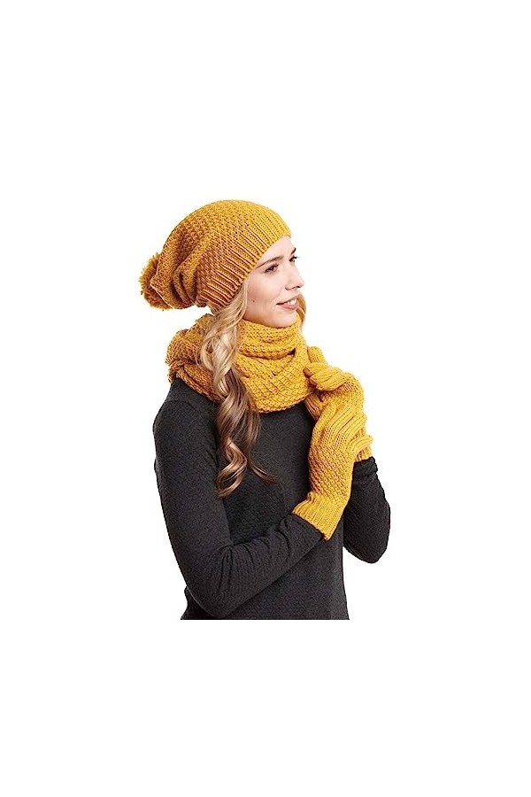 Hilltop - Ensemble hiver combo - écharpe dhiver, bonnet/bonnet en tricot assorti et gants