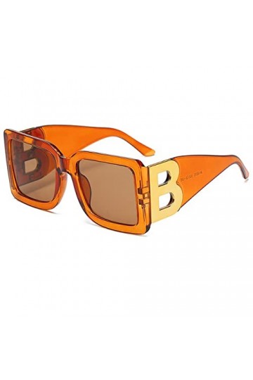 FOOOZ Lunettes de soleil carrées surdimensionnées femmes rétro noir dégradé lunettes de soleil pour hommes grand cadre lunett
