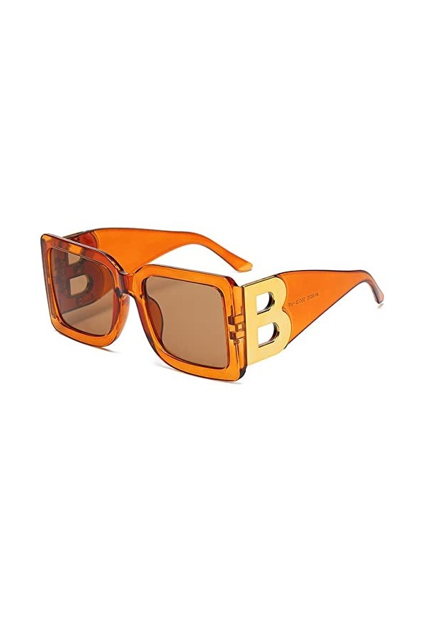 FOOOZ Lunettes de soleil carrées surdimensionnées femmes rétro noir dégradé lunettes de soleil pour hommes grand cadre lunett