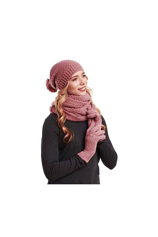 Hilltop - Ensemble hiver combo - écharpe dhiver, bonnet/bonnet en tricot assorti et gants