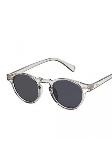 JACTZ Lunettes De Soleil Lunettes De Soleil Vintage Classiques Femme Mâle De Chat Rond-Trans Gray
