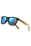 WOODONLY Lunettes de Soleil Rétro Polarisées en Bois - Lunettes Carrées avec Protection UV400 pour Hommes et Femmes Cadeaux P
