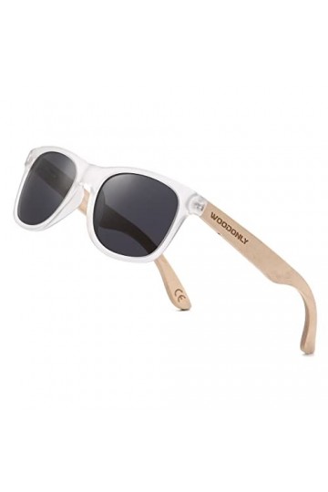 WOODONLY Lunettes de Soleil Polarisées en Bois - Lunettes de Soleil Rectangulaires de Style Rétro pour Hommes et Femmes Cadea