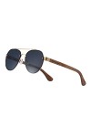WOODONLY Lunettes de Soleil Pilote en Bois - Lunettes de Soleil avec Protection UV400 et Montures Métalliques pour Hommes et 