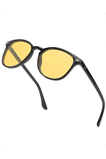 Myiaur Lunettes Conduite de Nuit Polarisée pour Femme – Design Rétro Élégant, Protection UV400, Lunette Jaune Réduisent Lébl