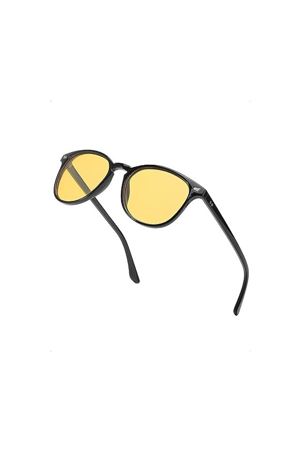 Myiaur Lunettes Conduite de Nuit Polarisée pour Femme – Design Rétro Élégant, Protection UV400, Lunette Jaune Réduisent Lébl