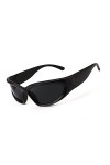 FEISEDY Lunettes de Soleil Rapides Rave Wraparound Futuristes Punk Lunettes de Sport Y2K Cool Techno Lunettes pour Homme et F