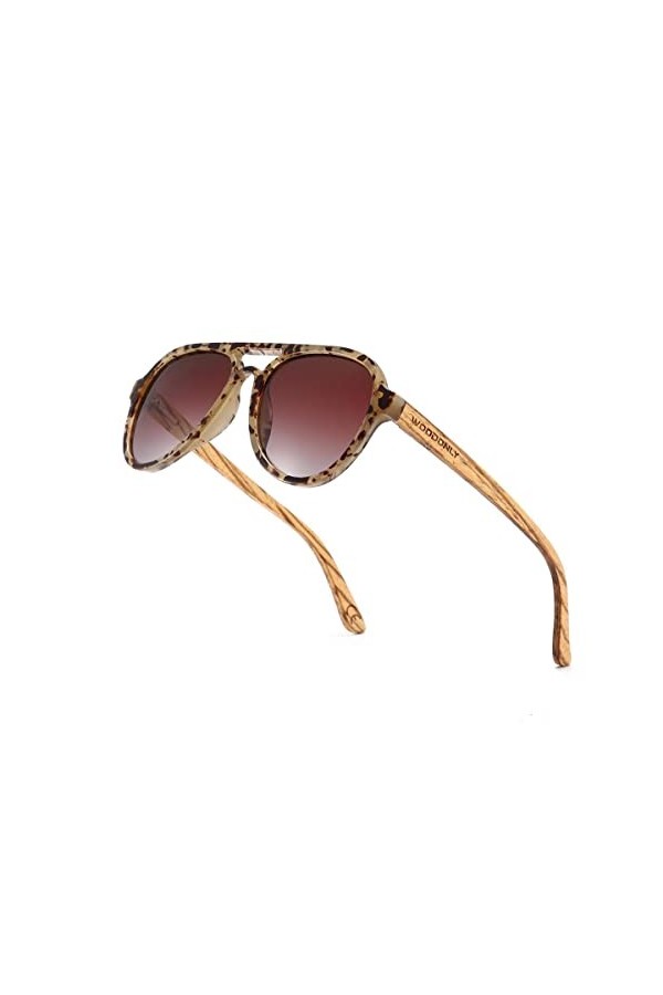 WOODONLY Lunettes de Soleil Pilot en Bois Polarisées - Lunettes de Soleil en Bois Moderne pour Hommes et Femmes - Cadeaux Par