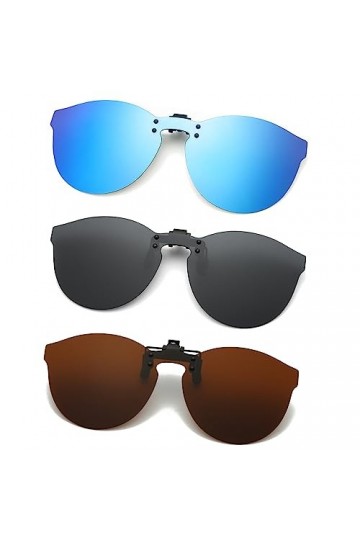 Long Keeper 3Paires Clip Lunettes de Soleil Polarisées pour Femme Homme, Clip Solaire pour Lunettes de Vue UV400 Flip Up Lune