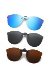 Long Keeper 3Paires Clip Lunettes de Soleil Polarisées pour Femme Homme, Clip Solaire pour Lunettes de Vue UV400 Flip Up Lune