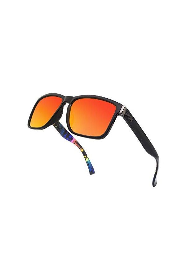 ANDOILT Vintage Lunettes de Soleil Polarisées pour Homme et Femmes Rétro Classiques UV400 Protection Lunettes Monture Noir Mu