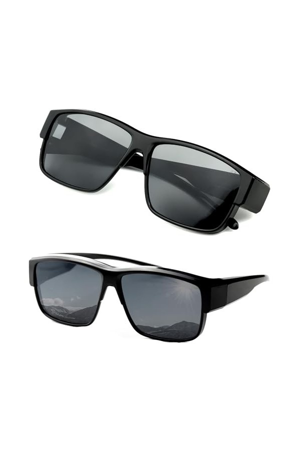 CREYESTAL Surlunettes de Soleil Polarisées avec Anti-Reflet, Sur Lunettes de Soleil à Superposer, Ultra léger, Confortable, H