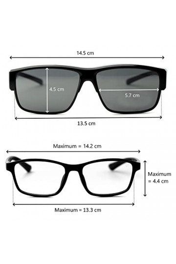 CREYESTAL Surlunettes de Soleil Polarisées avec Anti-Reflet, Sur Lunettes de Soleil à Superposer, Ultra léger, Confortable, H