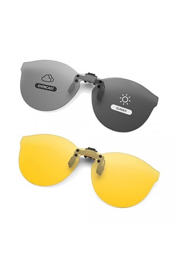 Long Keeper Clip Lunettes de Soleil Polarisées pour femme homme, Clip Solaire pour Lunettes de Vue Flip Up Lunettes Anti Eblo