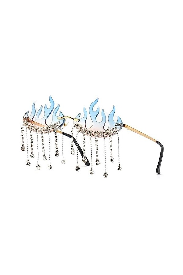 TIYETA Lunettes De Soleil Avec Pendentif Diamant Lunettes De Soleil À Glands Sans Monture Femmes Funny Party Disco Eyewear De