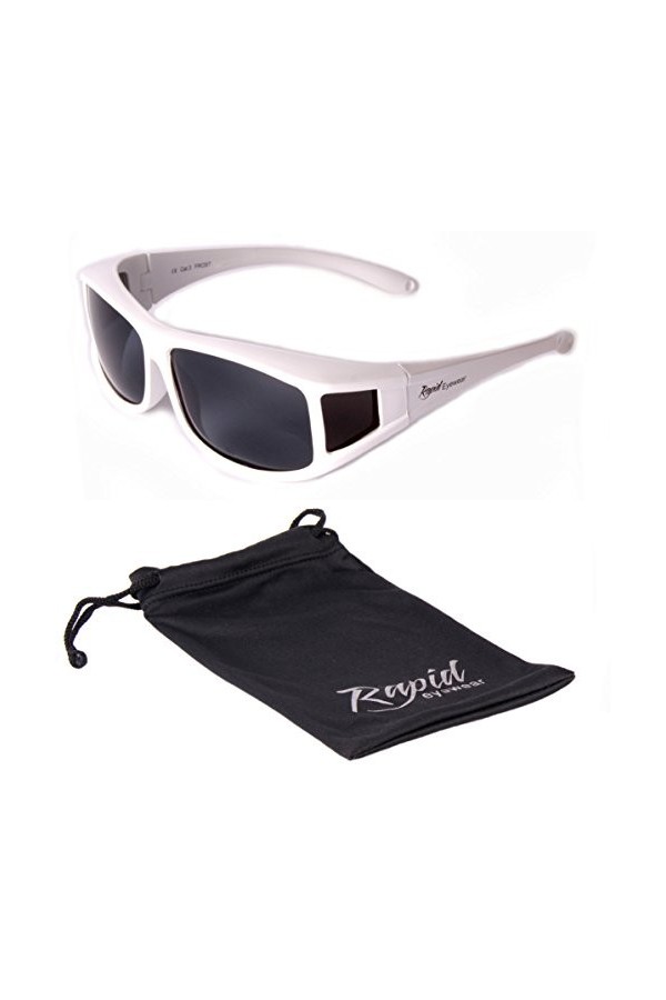 Rapid Eyewear Sur-Lunettes de Soleil polarisées, blanches, pour hommes et femmes. Pour course à pied, conduite, cyclisme, spo