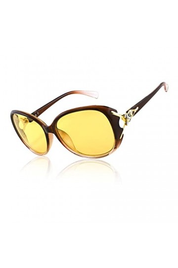 FEISEDY Lunettes de Vision Nocturne Femmes Lunettes de Soleil Polarisées pour Conduite de Nuit Marche avec Lentille Jaune B27