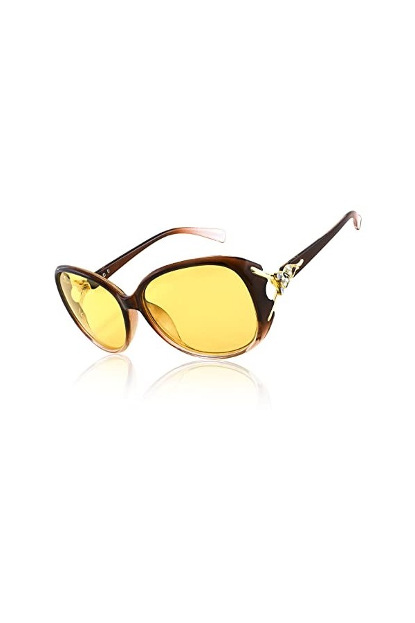 FEISEDY Lunettes de Vision Nocturne Femmes Lunettes de Soleil Polarisées pour Conduite de Nuit Marche avec Lentille Jaune B27