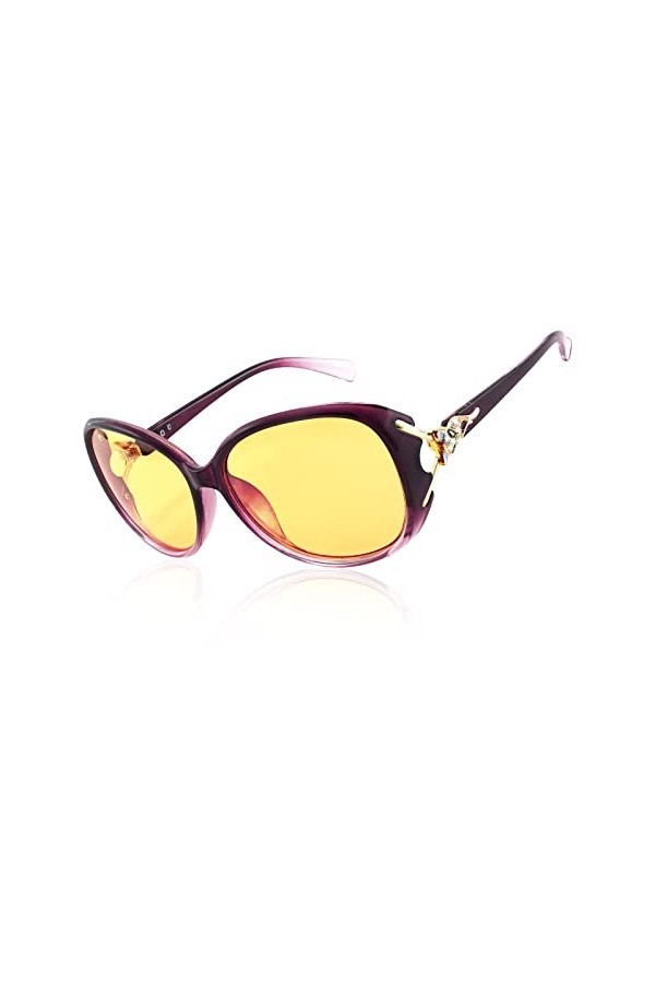 FEISEDY Lunettes de Vision Nocturne Femmes Lunettes de Soleil Polarisées pour Conduite de Nuit Marche avec Lentille Jaune B27
