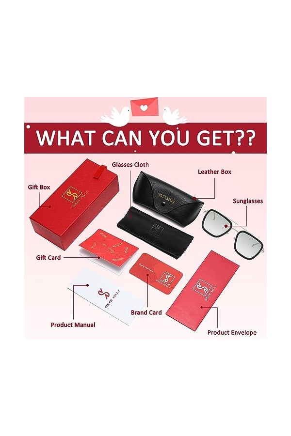 SHEEN KELLY Lunettes de soleil Hommes Femmes Rétro Pilote Carré Cadre en métal Rectangle Classique Mode Lunettes