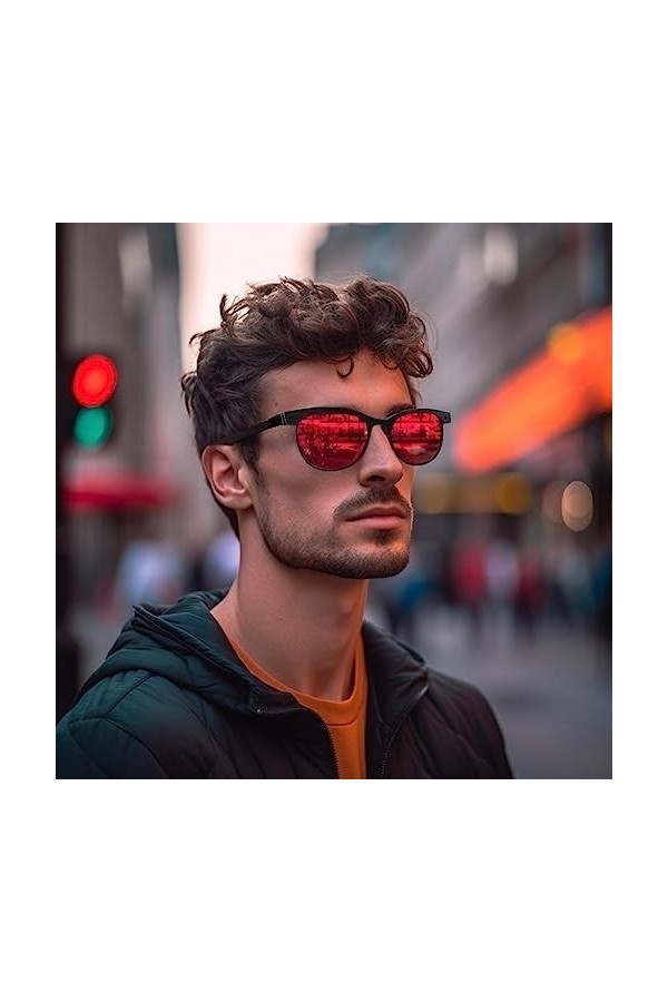 WOODONLY Lunettes de Soleil Rétro en Bois Polarisées - Lunettes de Soleil Fashion à Monture Métallique pour Hommes et Femmes 